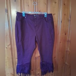 DG2  Purple Fringed Ankle Jeans